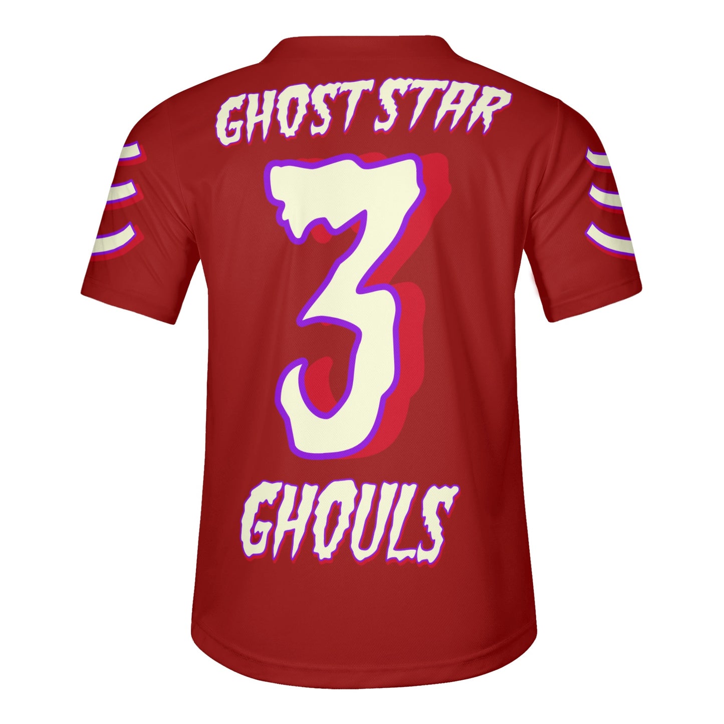 G.S.G Ghost Star Ghouls Mens Maroon Short Sleeve Baseball Jersey