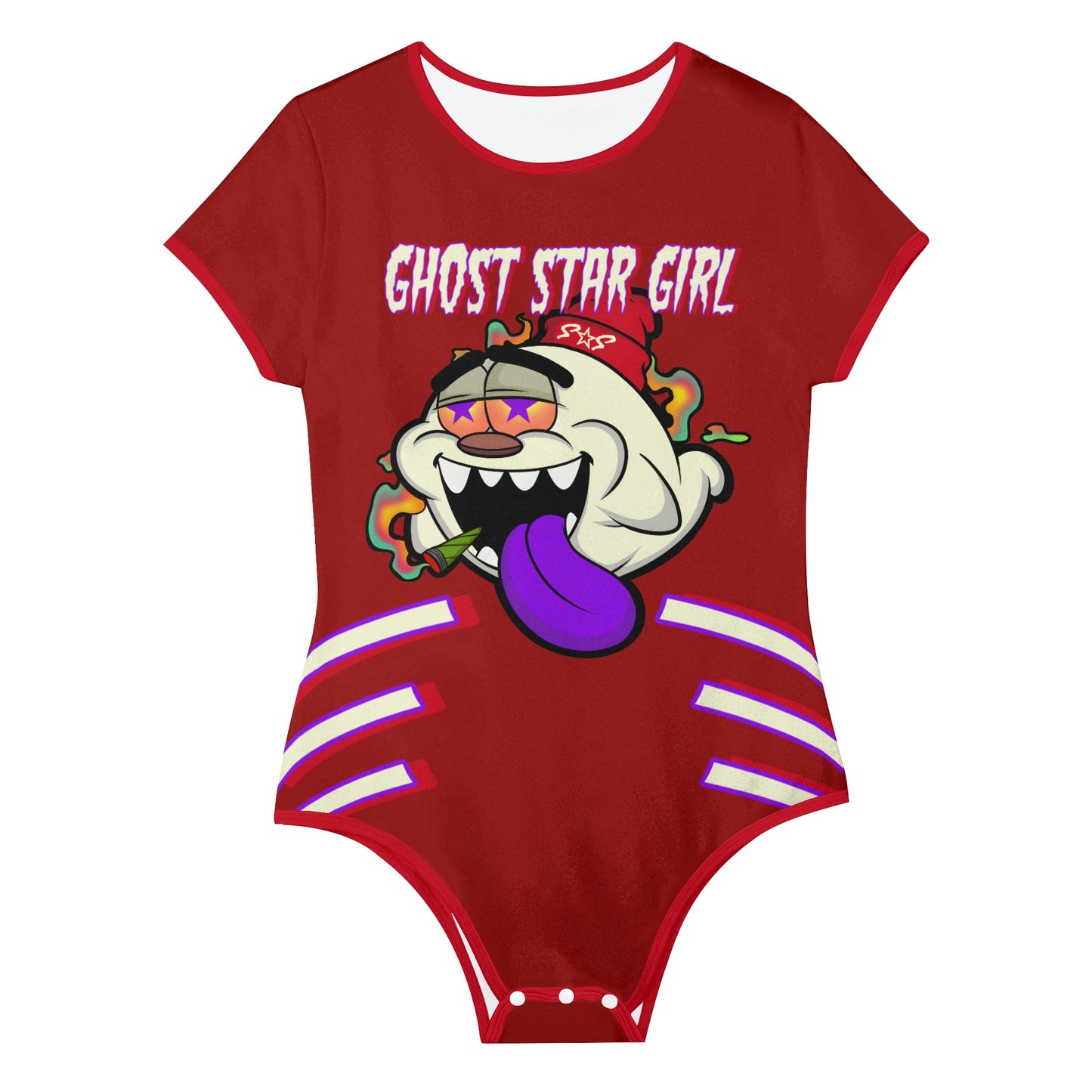 G.S.G Ghost Star Girl Maroon Edition Womens Soft Short Sleeve Bodysuit