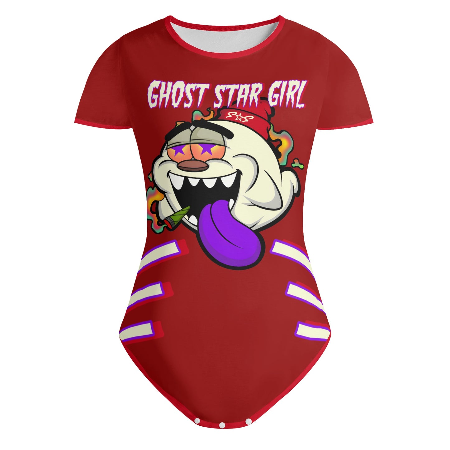 G.S.G Ghost Star Girl Maroon Edition Womens Soft Short Sleeve Bodysuit