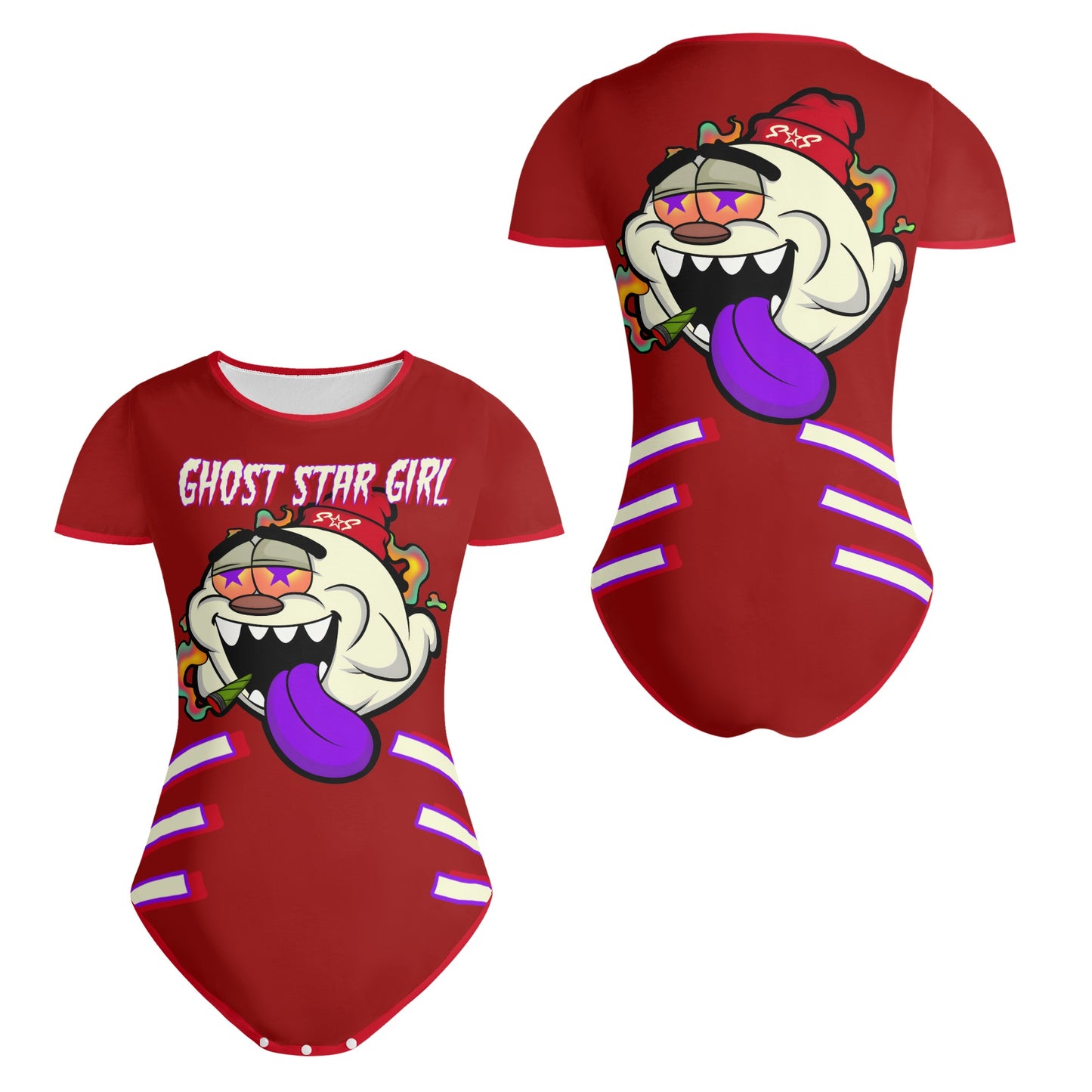 G.S.G Ghost Star Girl Maroon Edition Womens Soft Short Sleeve Bodysuit