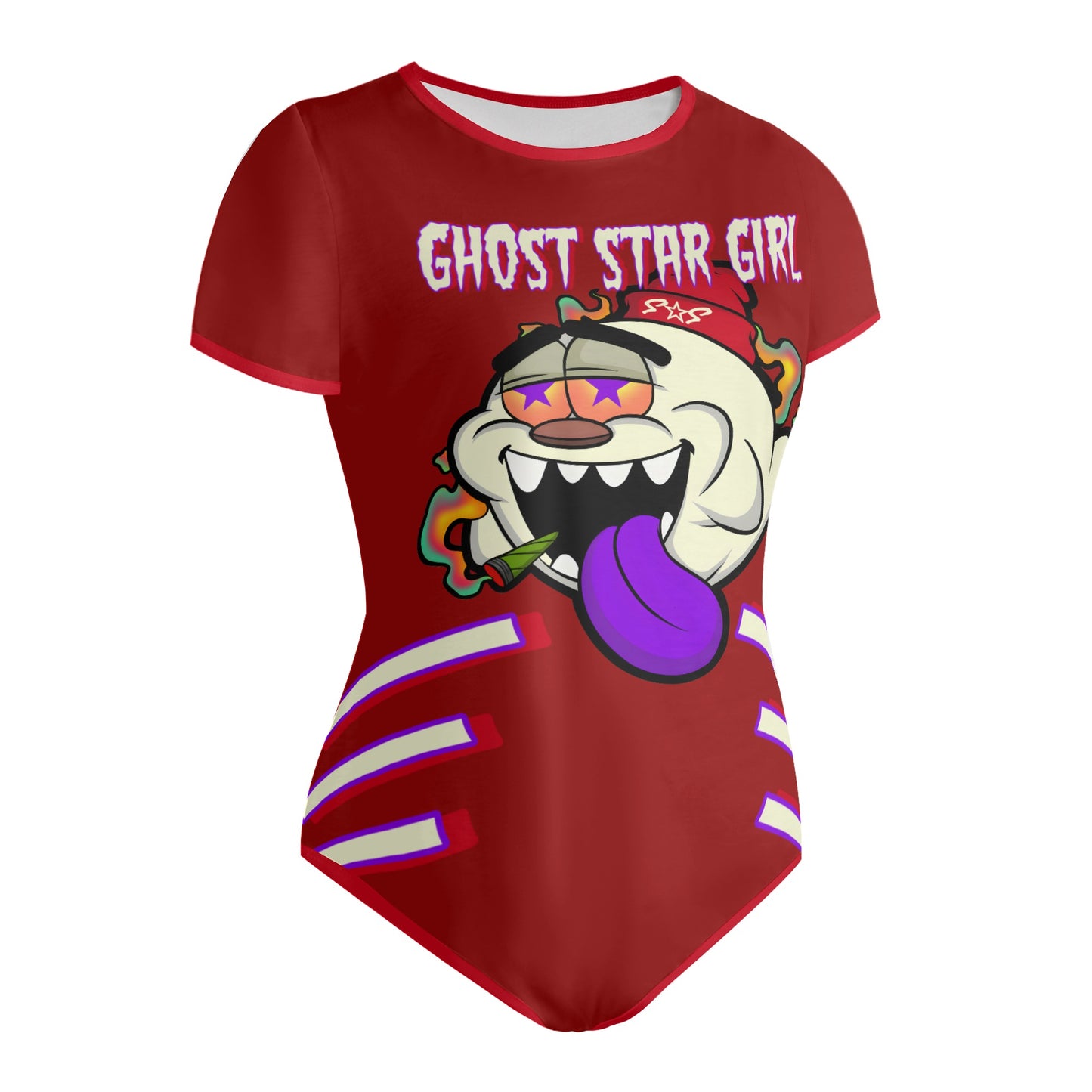 G.S.G Ghost Star Girl Maroon Edition Womens Soft Short Sleeve Bodysuit