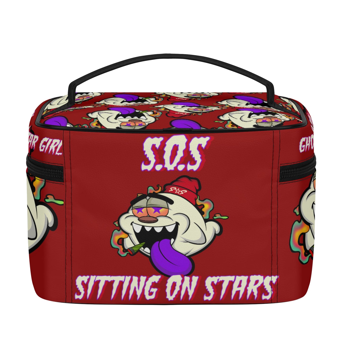 G.S.G Ghost Star Girl Maroon Leather Cosmetic Bag