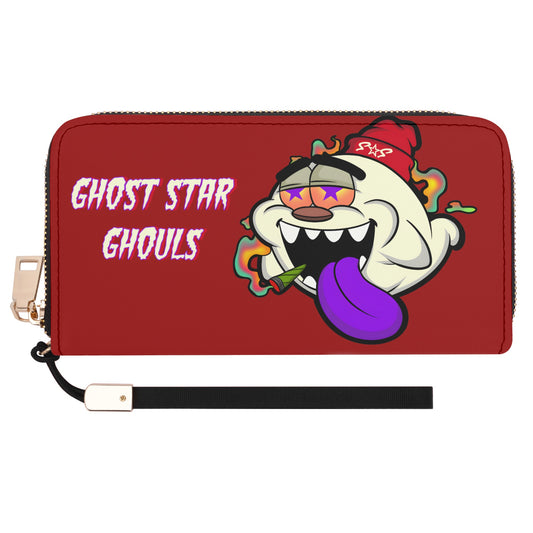 G.S.G Ghost Star Girl Maroon Leather Zipper Wristlet Wallet