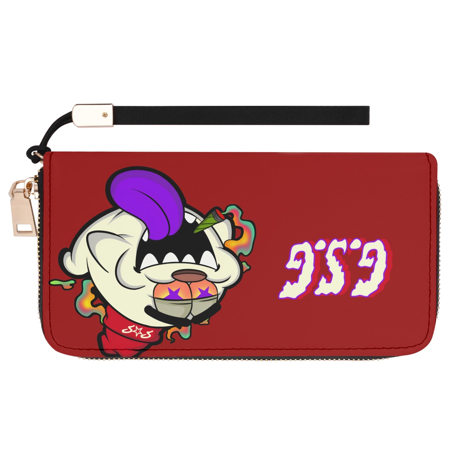 G.S.G Ghost Star Girl Maroon Leather Zipper Wristlet Wallet