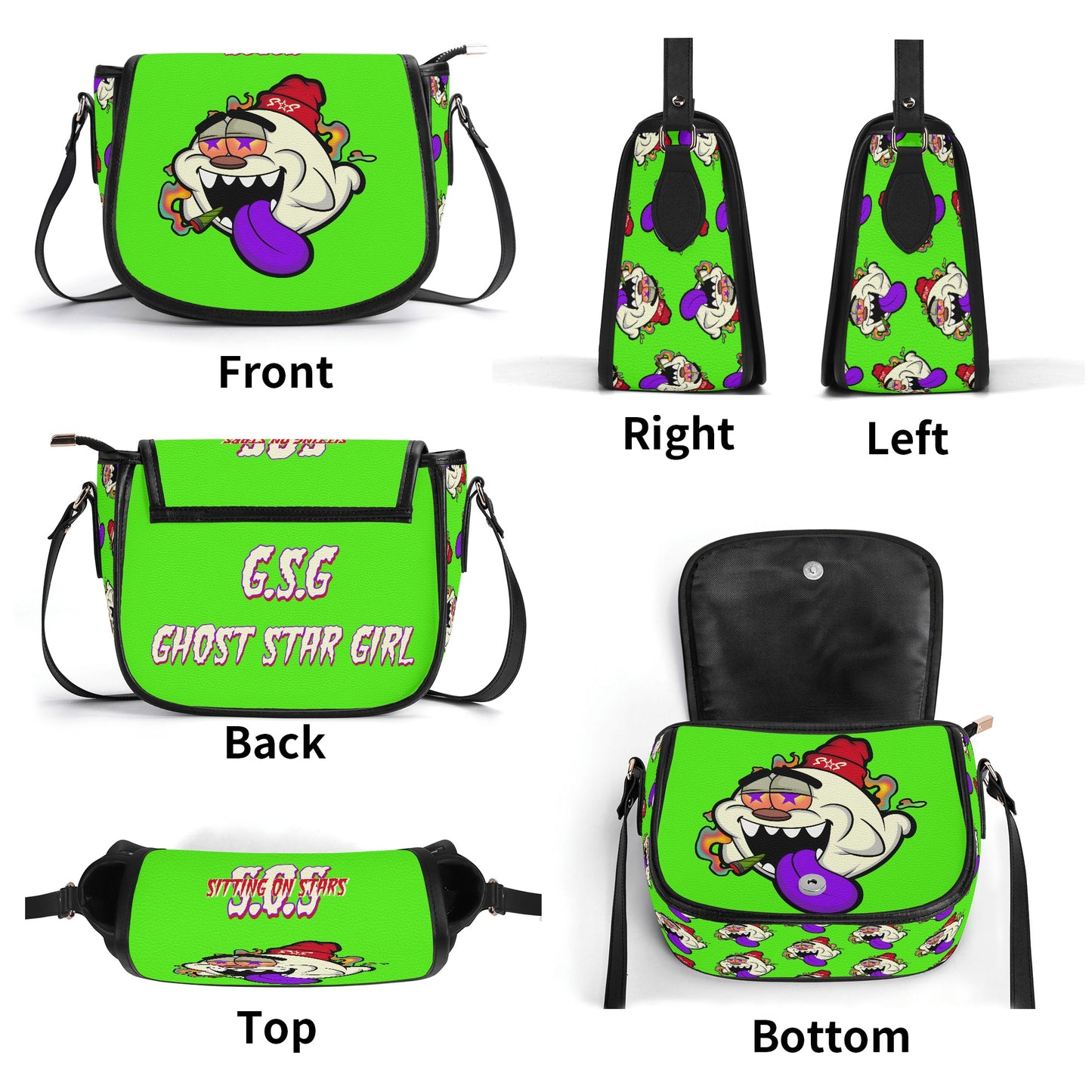 G.S.G Ghost Star Girl Goo Green Leather Saddle Bag