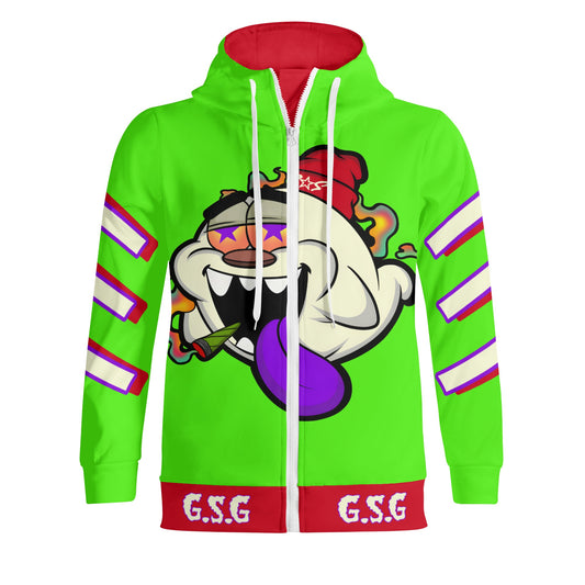 G.S.G Ghost Star Ghouls S.O.S Ghost Edition  Goo Green Adult Full Zip Turtleneck Hoodie Streetwear