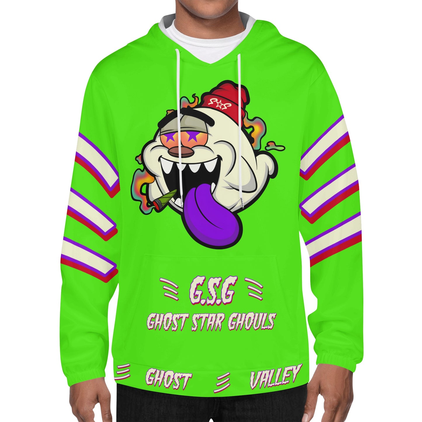 G.S.G Ghost Star Ghouls Mens Goo Green Lightweight Hoodie