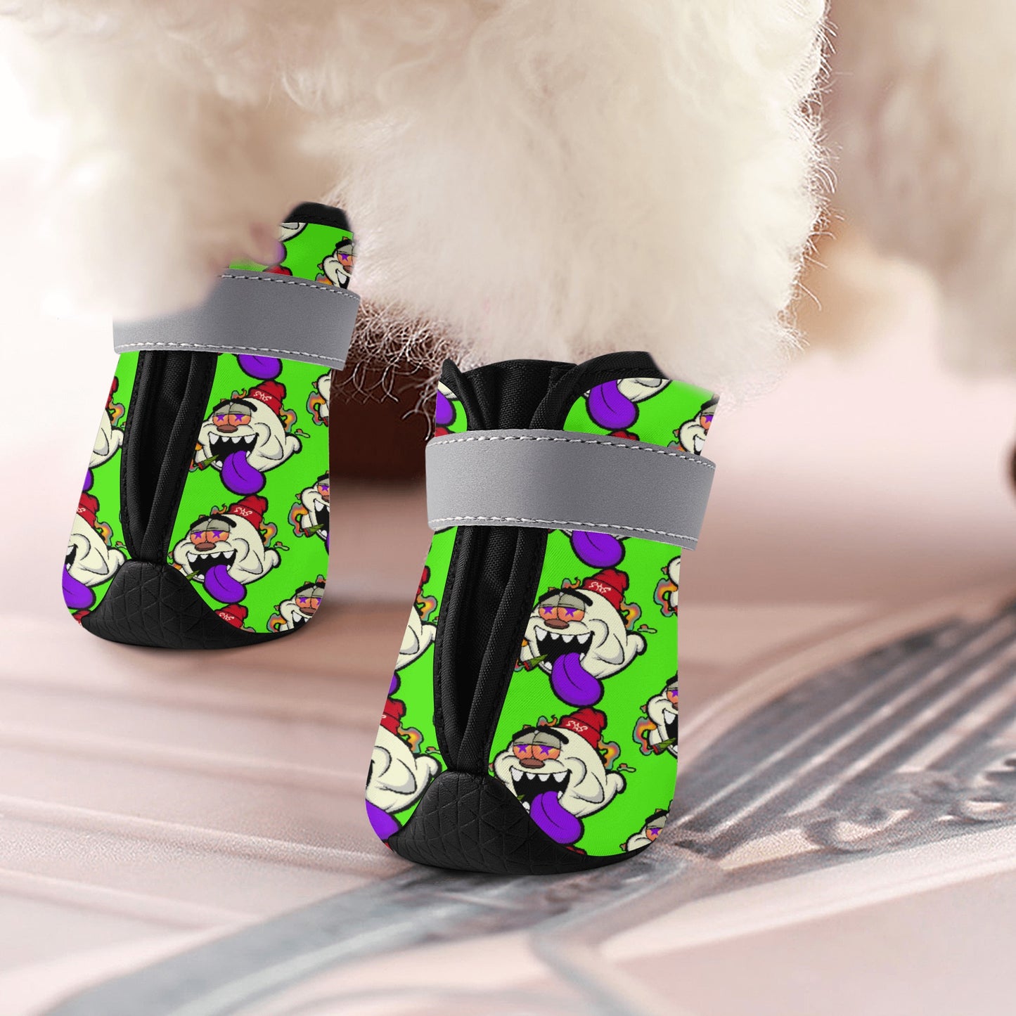 G.S.G Ghost Star Ghouls Goo Green Non Slip Dog Socks