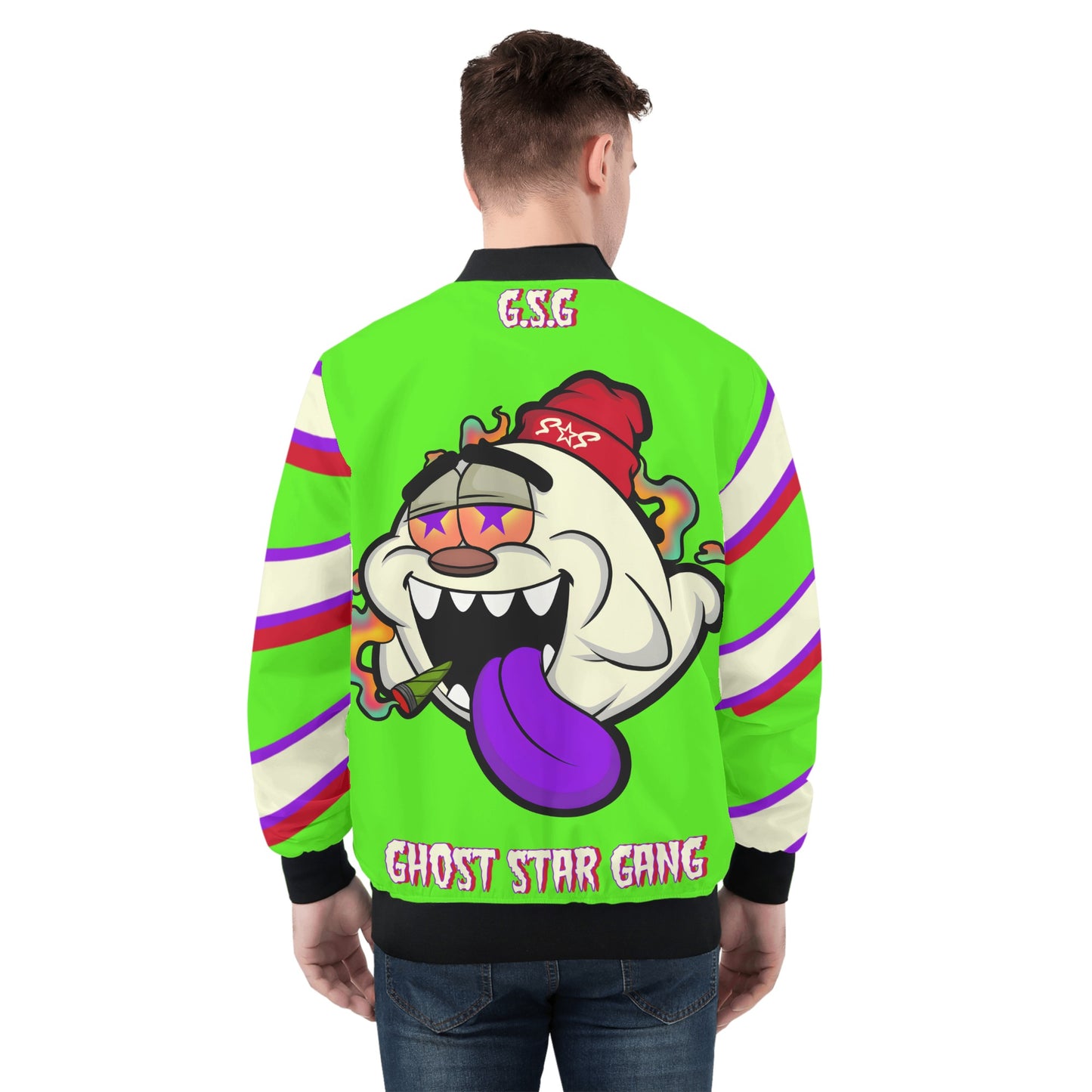 G.S.G Ghost Star Ghouls Mens Goo Green Zip Up Jacket