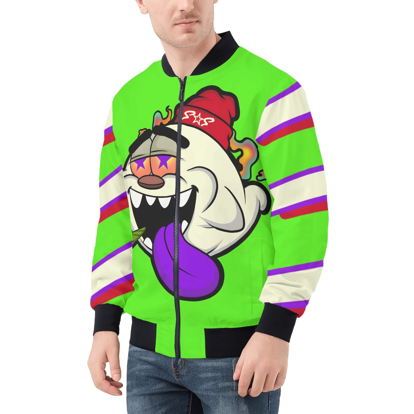 G.S.G Ghost Star Ghouls Mens Goo Green Zip Up Jacket