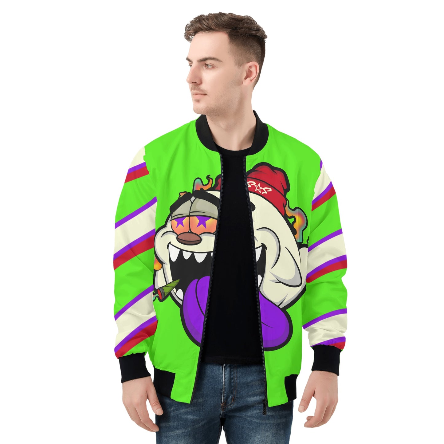 G.S.G Ghost Star Ghouls Mens Goo Green Zip Up Jacket