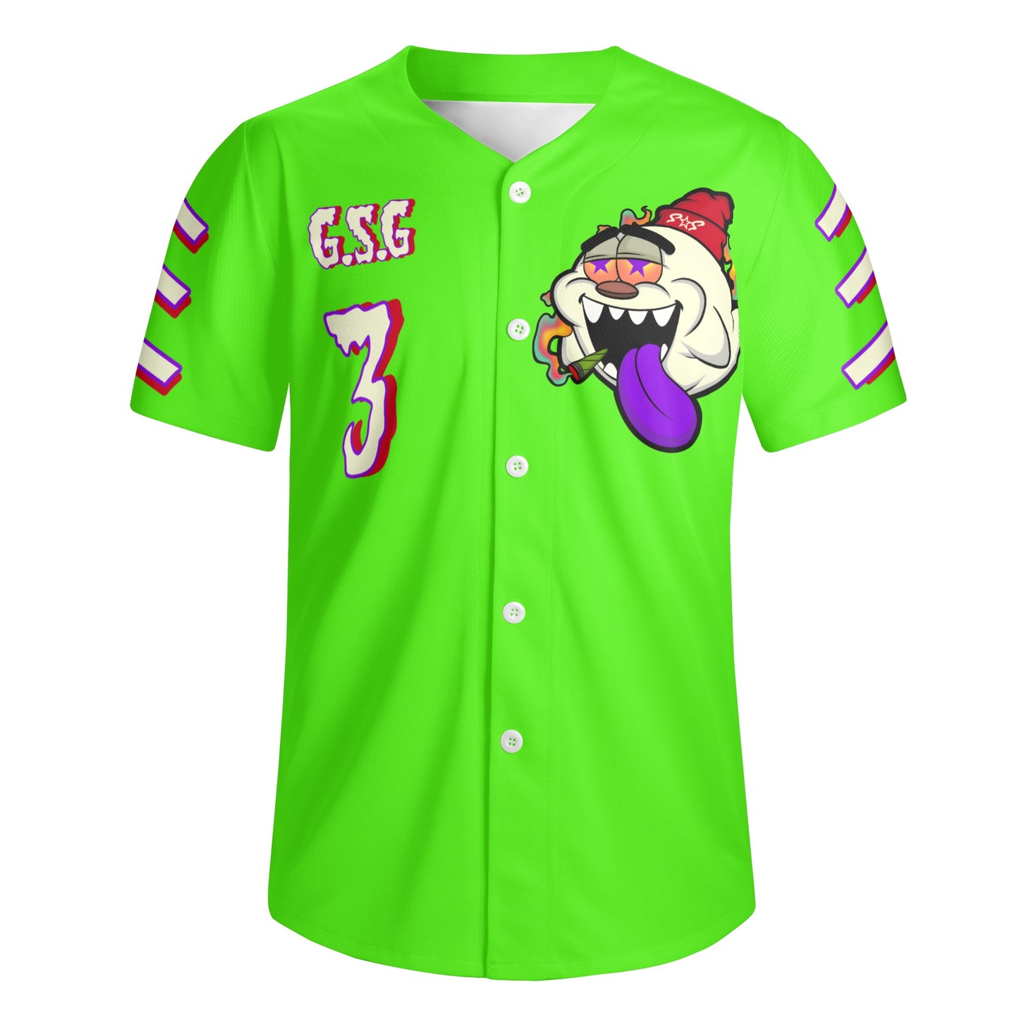 G.S.G Ghost Star Ghouls Mens Goo Green Short Sleeve Baseball Jersey