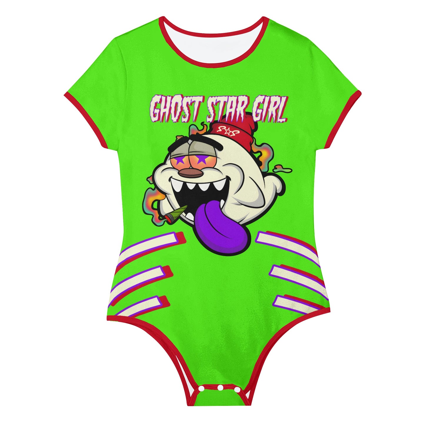 G.S.G Ghost Star Girl GooGreen/Maroon Edition Womens Soft Short Sleeve Bodysuit