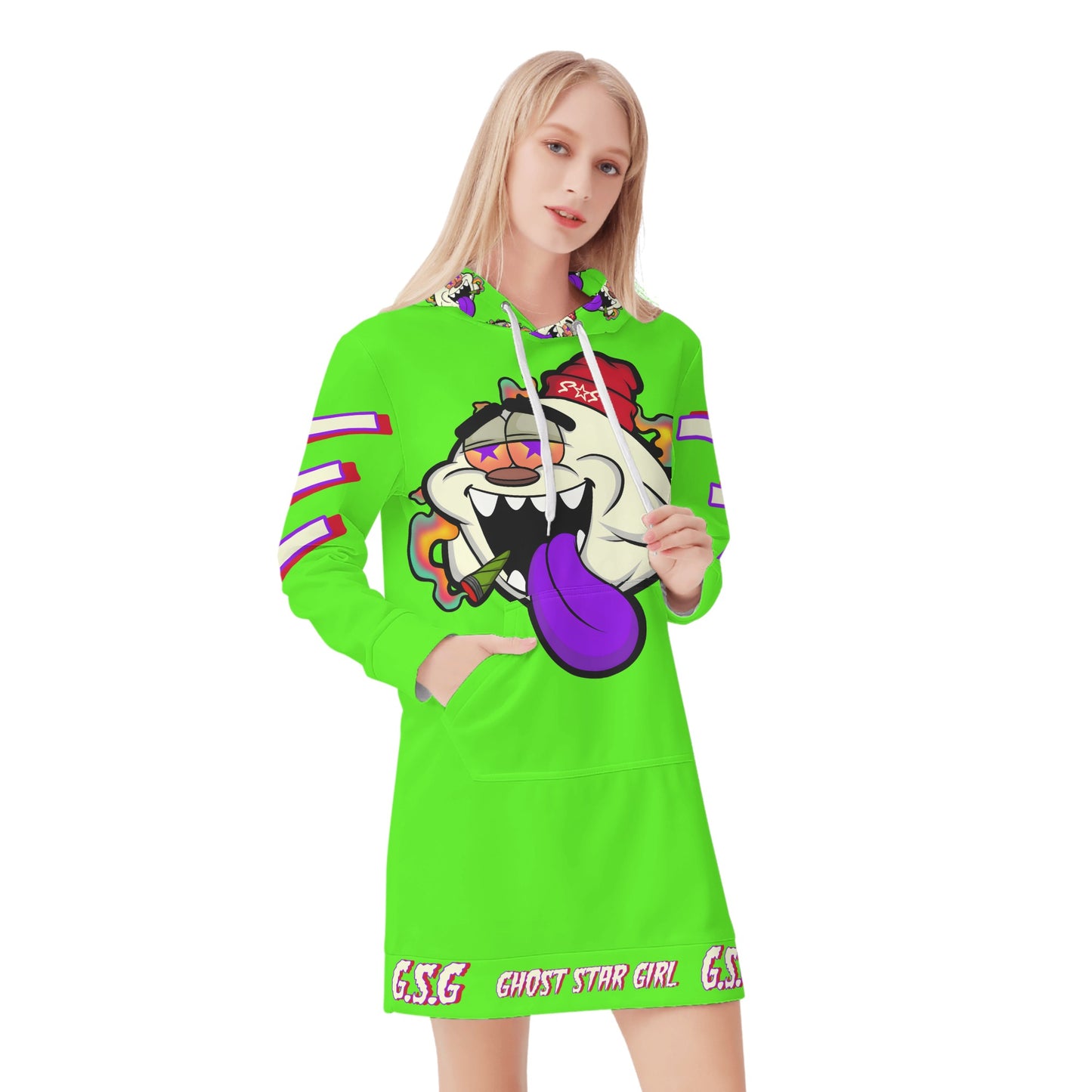 G.S.G Ghost Stat Girl Womens Goo Green Hoodie Dress