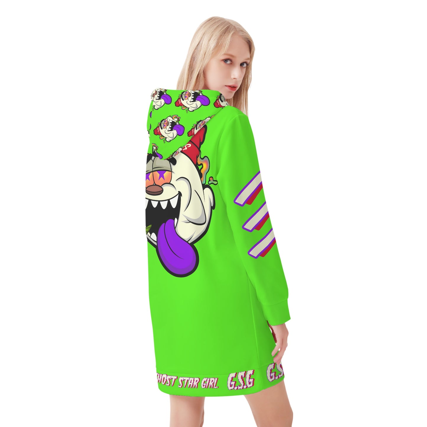 G.S.G Ghost Stat Girl Womens Goo Green Hoodie Dress