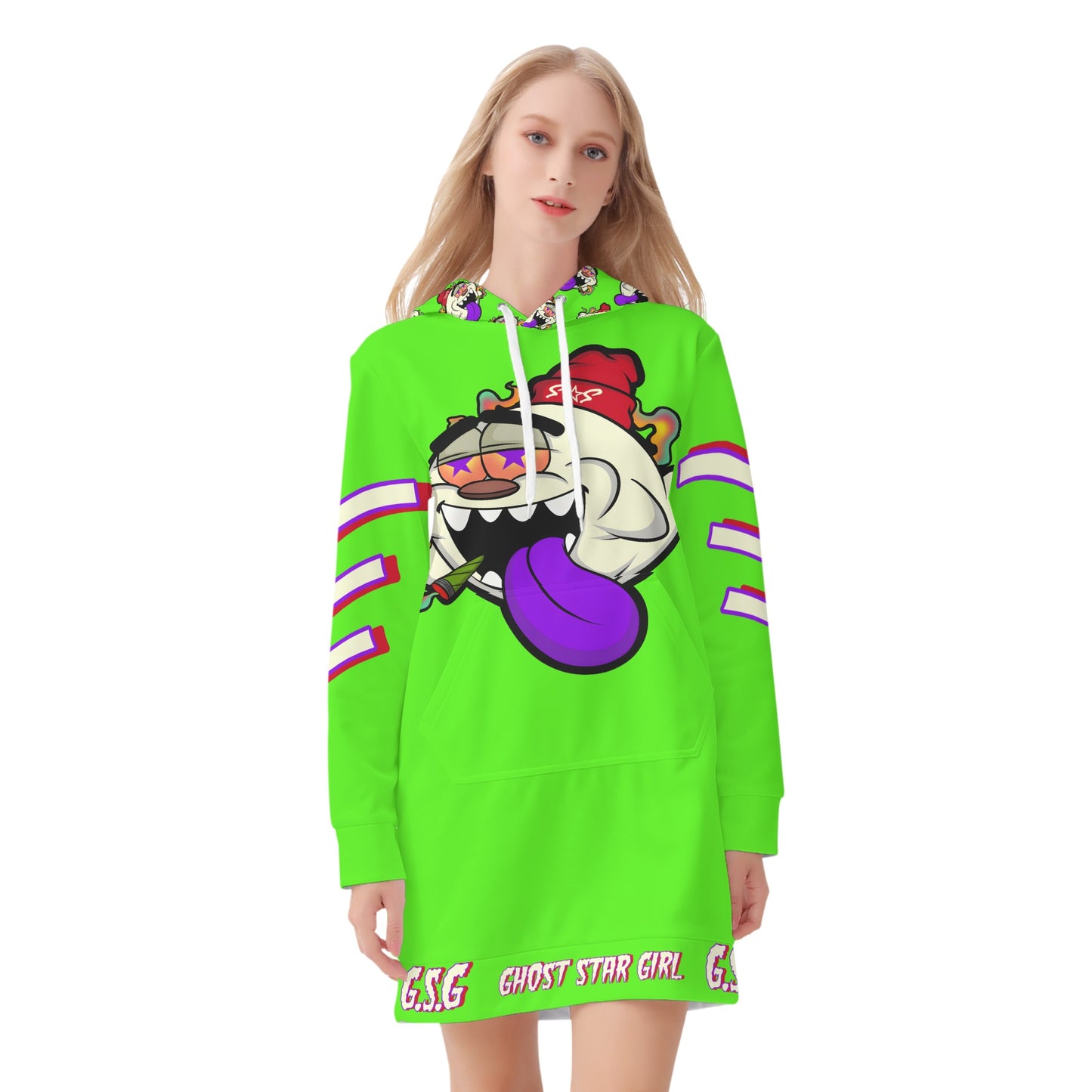 G.S.G Ghost Stat Girl Womens Goo Green Hoodie Dress