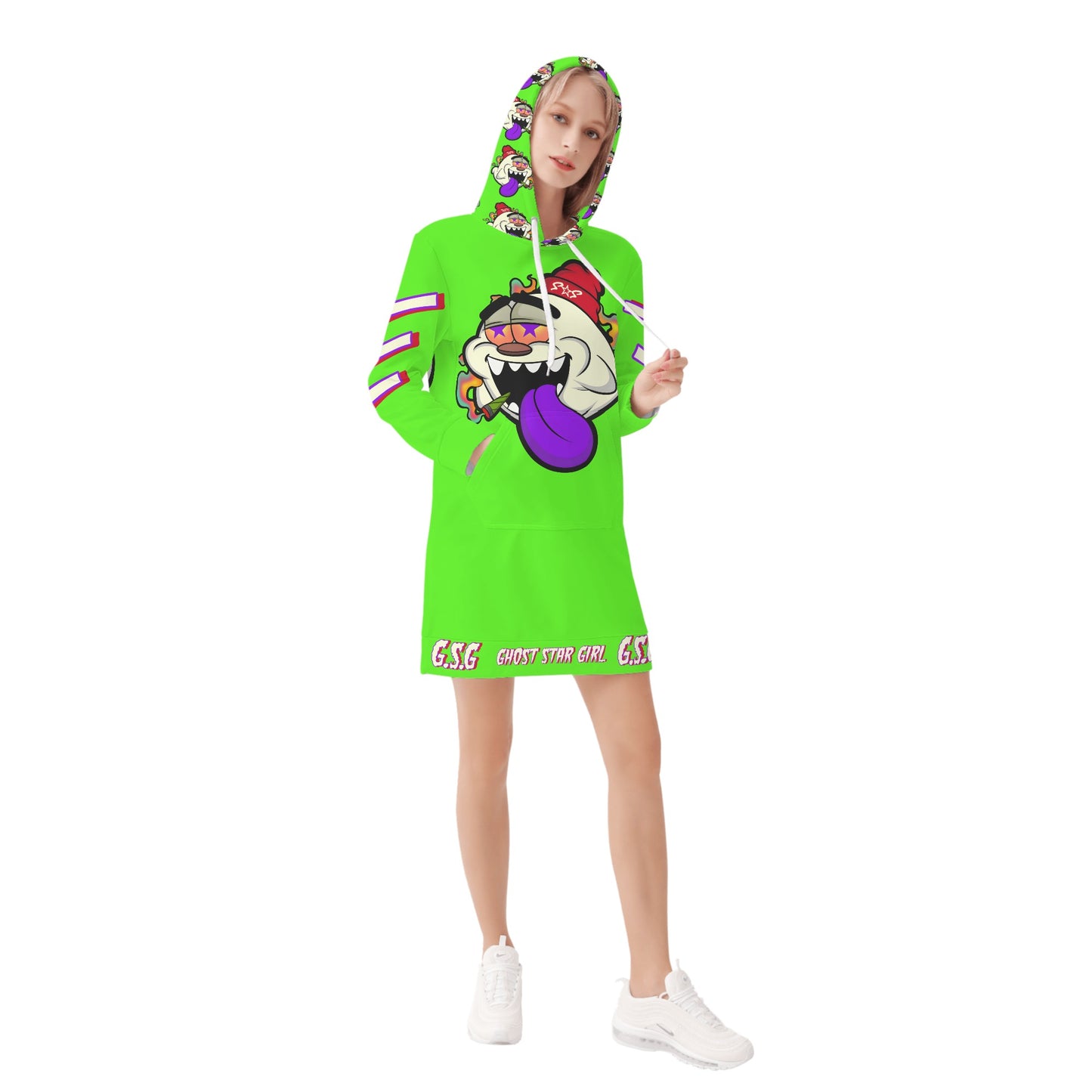 G.S.G Ghost Stat Girl Womens Goo Green Hoodie Dress