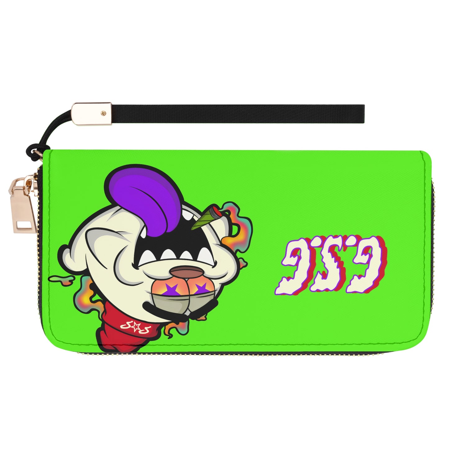 G.S.G Ghost Star Girl Goo Green Leather Zipper Wristlet Wallet