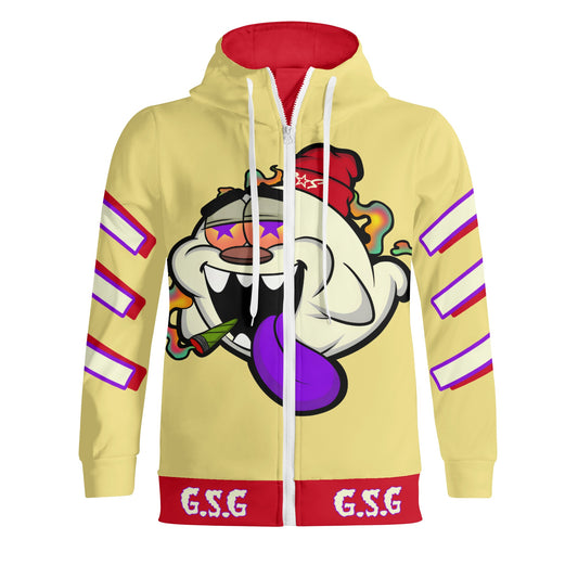 G.S.G Ghost Star Ghouls S.O.S Ghost Edition Tan Adult Full Zip Turtleneck Hoodie Streetwear