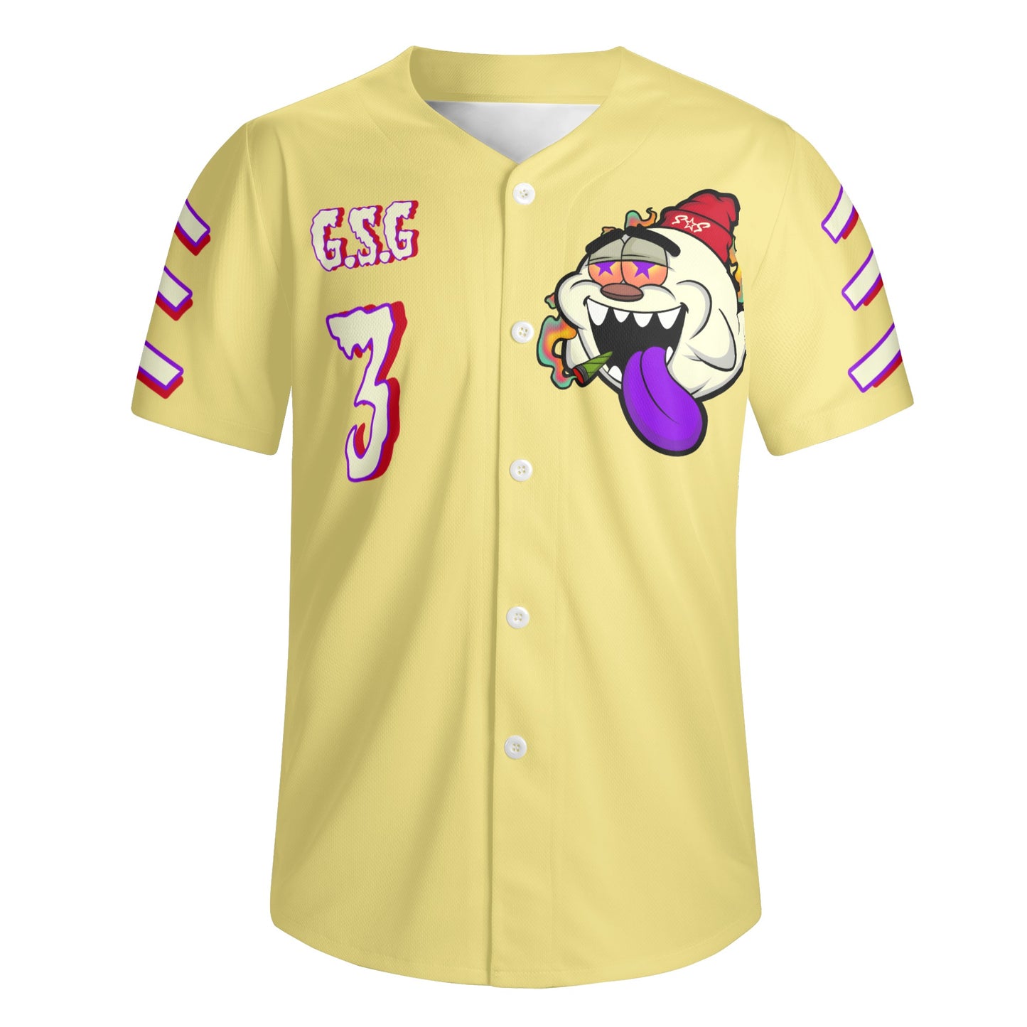 G.S.G Ghost Star Ghouls Mens Tan Short Sleeve Baseball Jersey