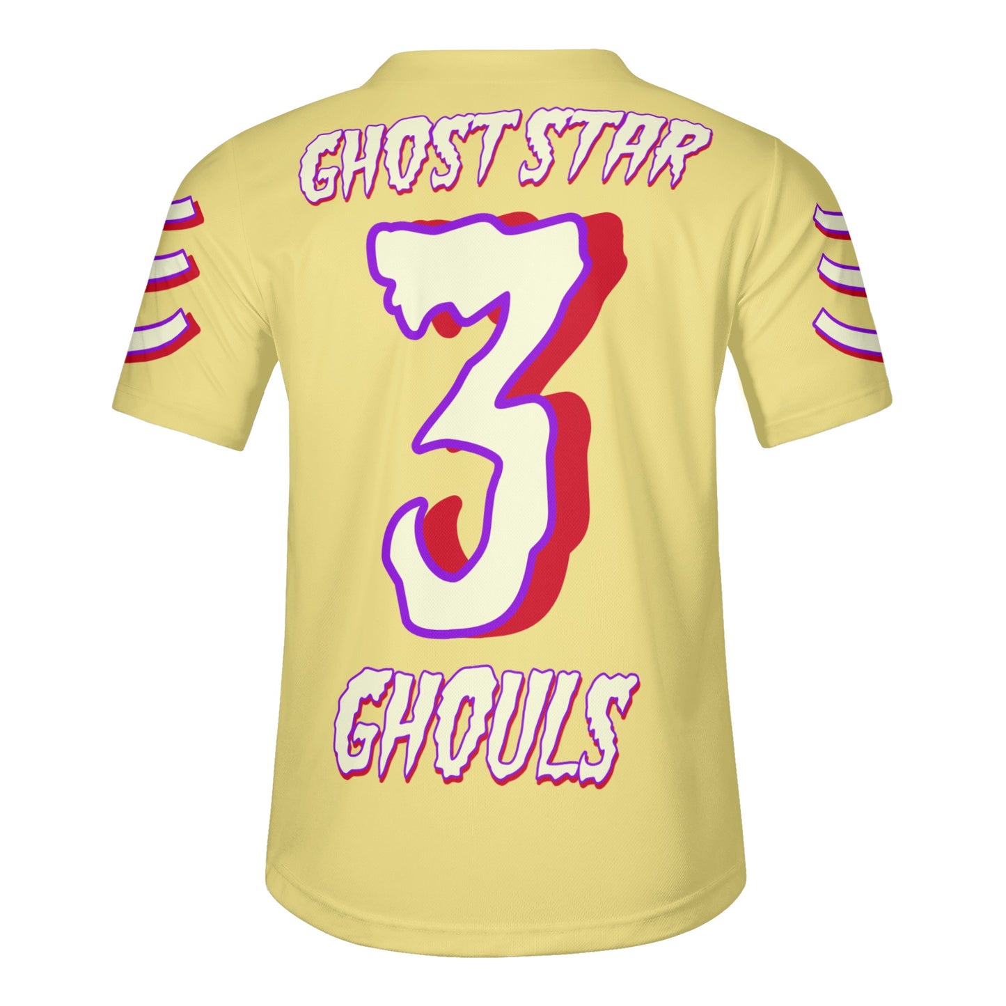 G.S.G Ghost Star Ghouls Mens Tan Short Sleeve Baseball Jersey