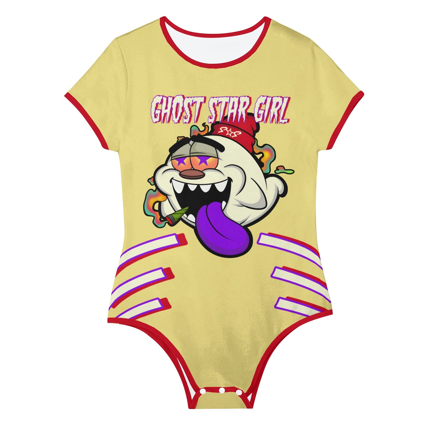 G.S.G Ghost Star Girl Tan/Maroon Edition Womens Soft Short Sleeve Bodysuit