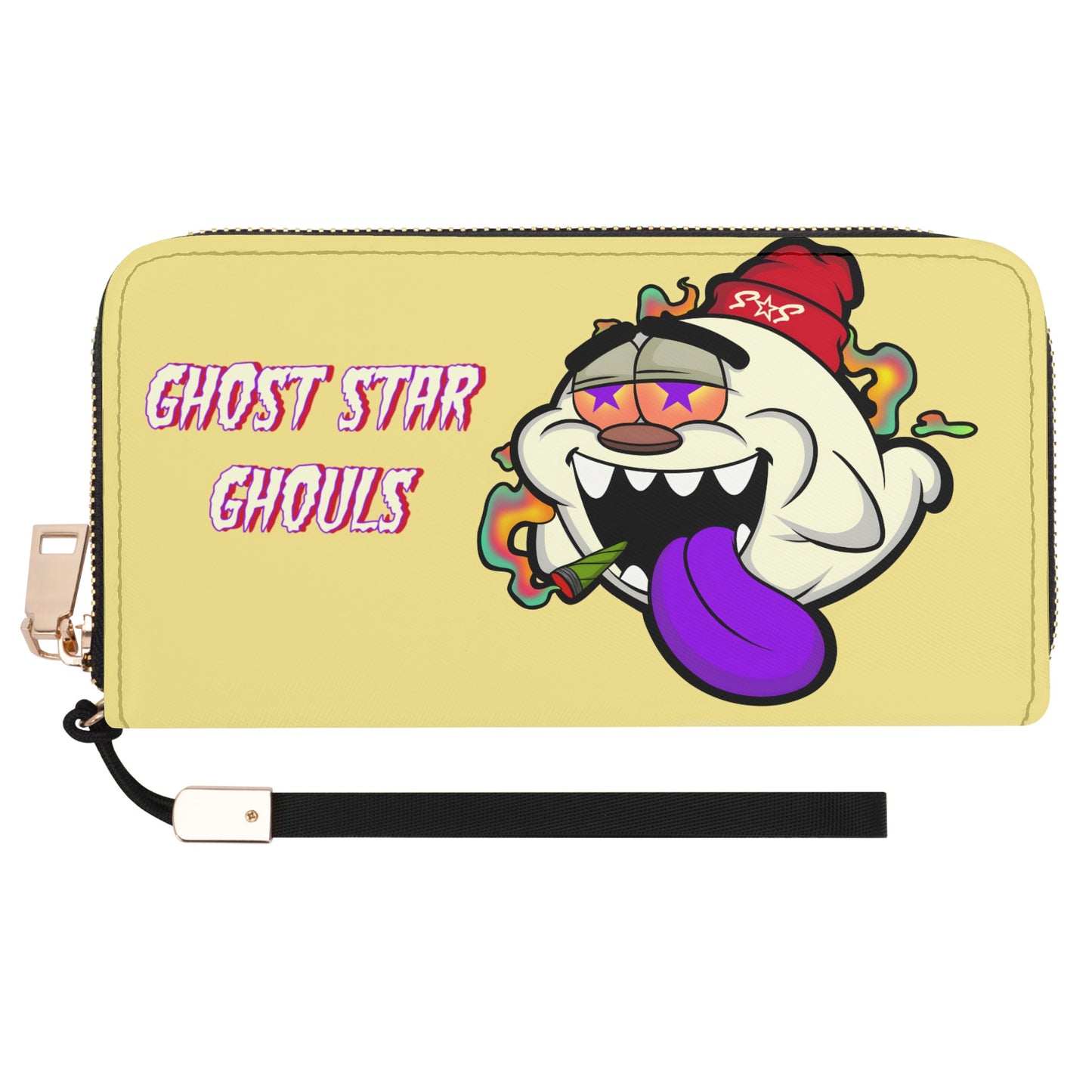 G.S.G Ghost Star Girl Tan Leather Zipper Wristlet Wallet