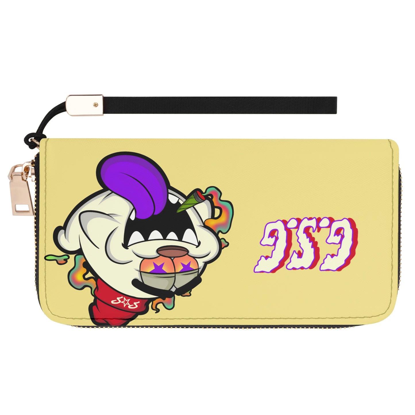 G.S.G Ghost Star Girl Tan Leather Zipper Wristlet Wallet