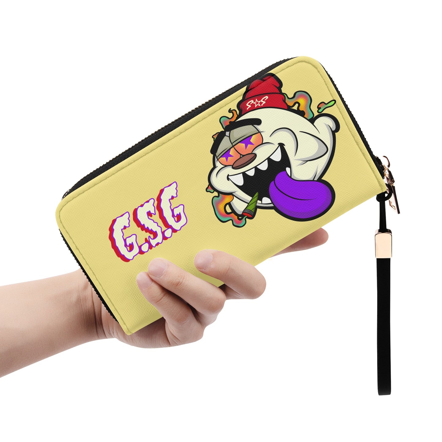 G.S.G Ghost Star Girl Tan Leather Zipper Wristlet Wallet