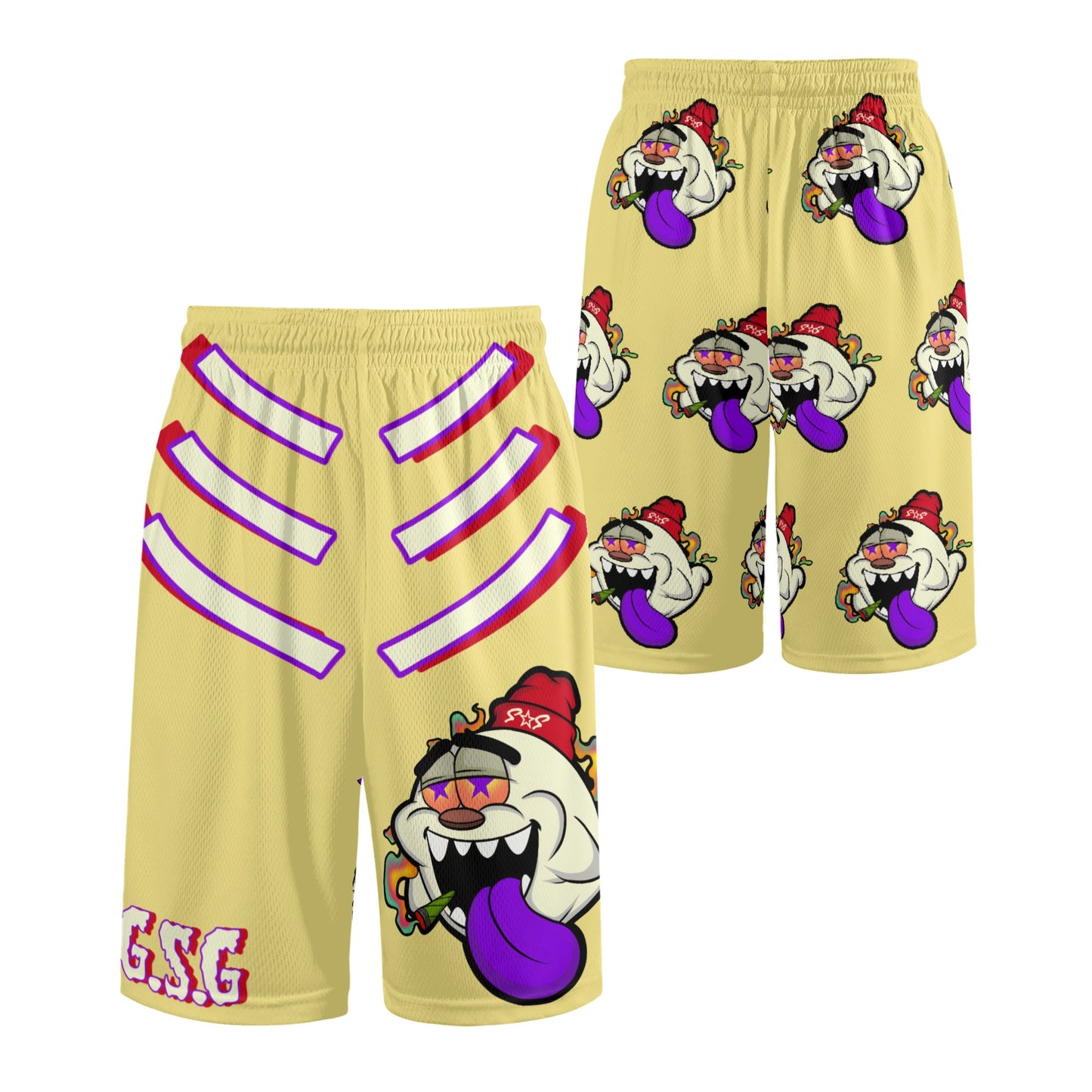 G.S.G Ghost Star Ghouls S.O.S Ghost Edition Mens Tan Basketball Shorts