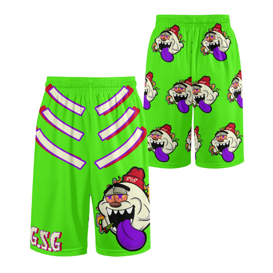 G.S.G Ghost Star Ghouls S.O.S Ghost Edition Mens Goo Green Basketball Shorts