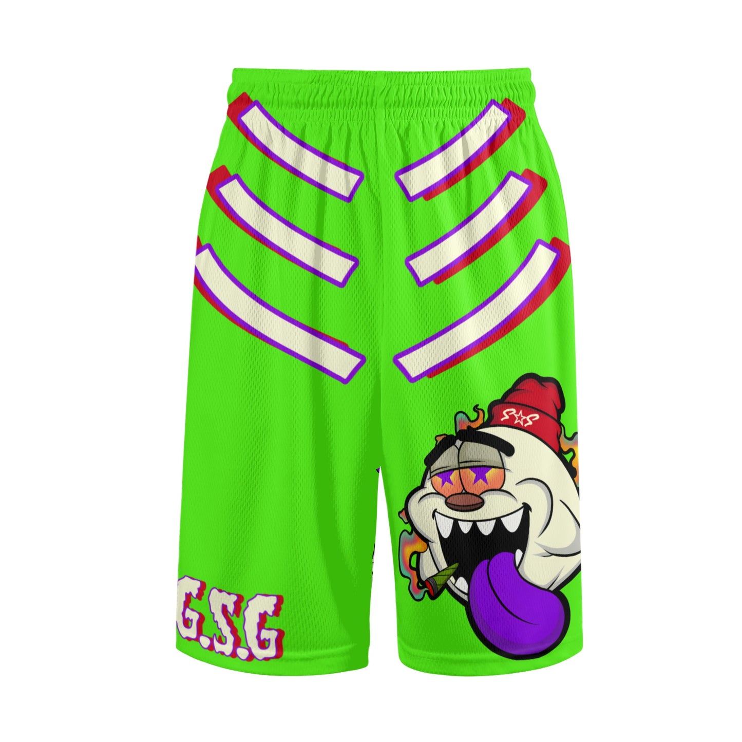 G.S.G Ghost Star Ghouls S.O.S Ghost Edition Mens Goo Green Basketball Shorts