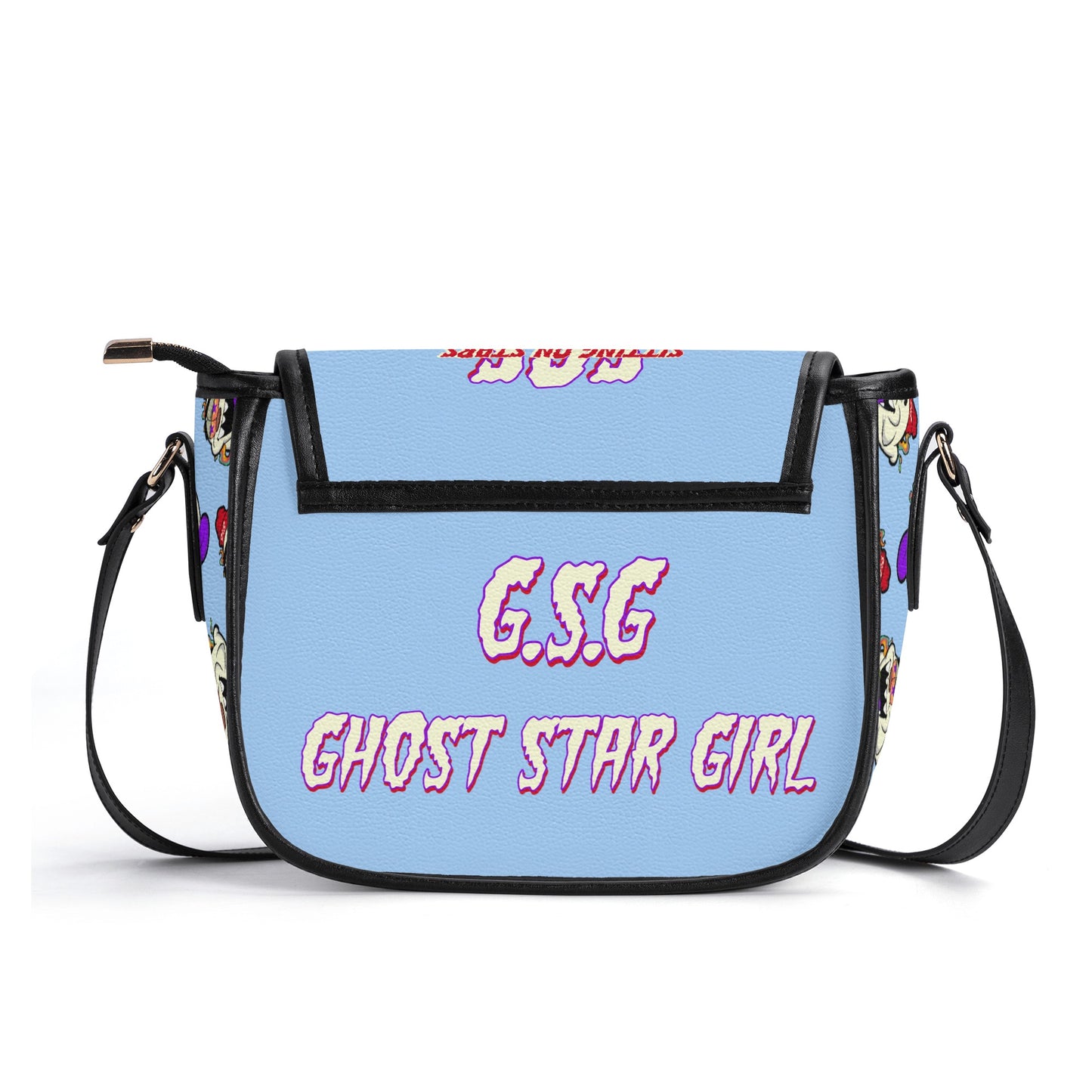 G.S.G Ghost Star Girl Sky Blue Leather Saddle Bag