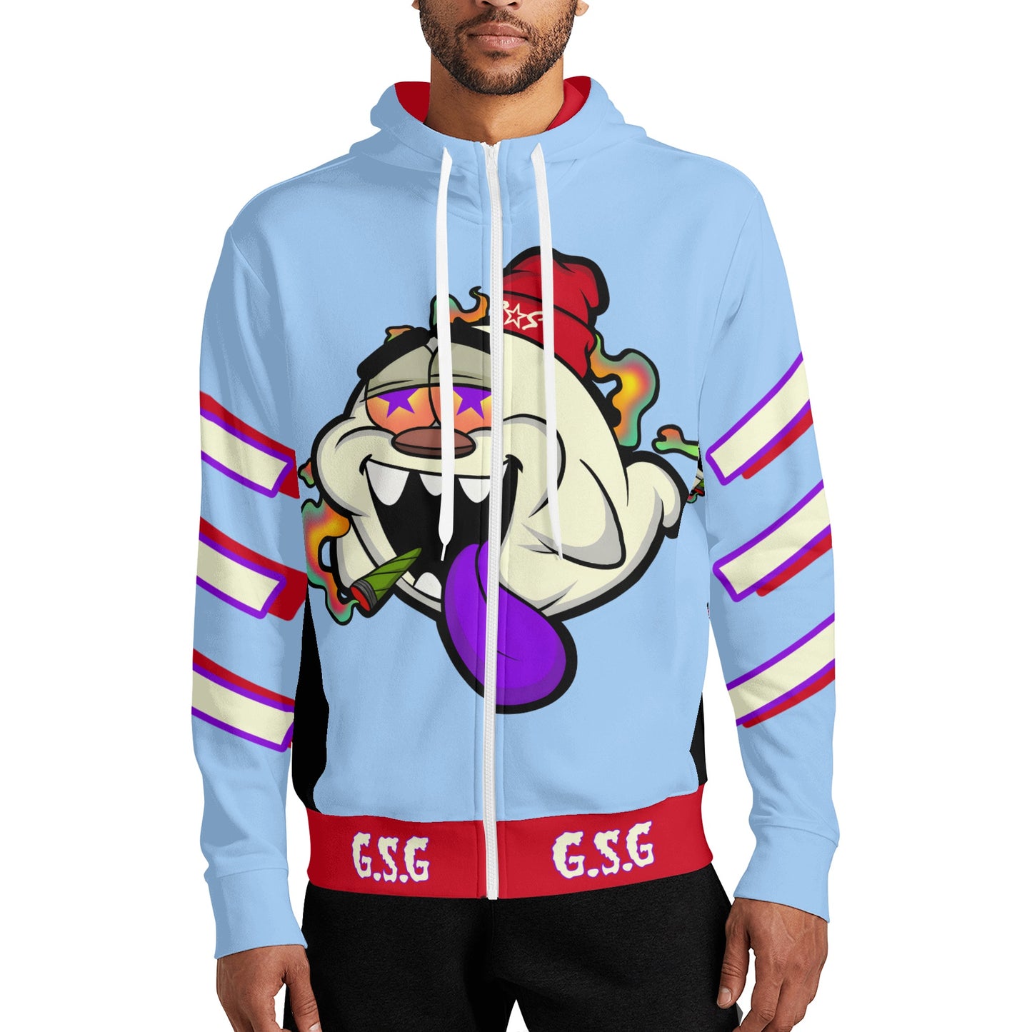 G.S.G Ghost Star Ghouls S.O.S Ghost Edition Adult Full Zip Turtleneck Hoodie Streetwear