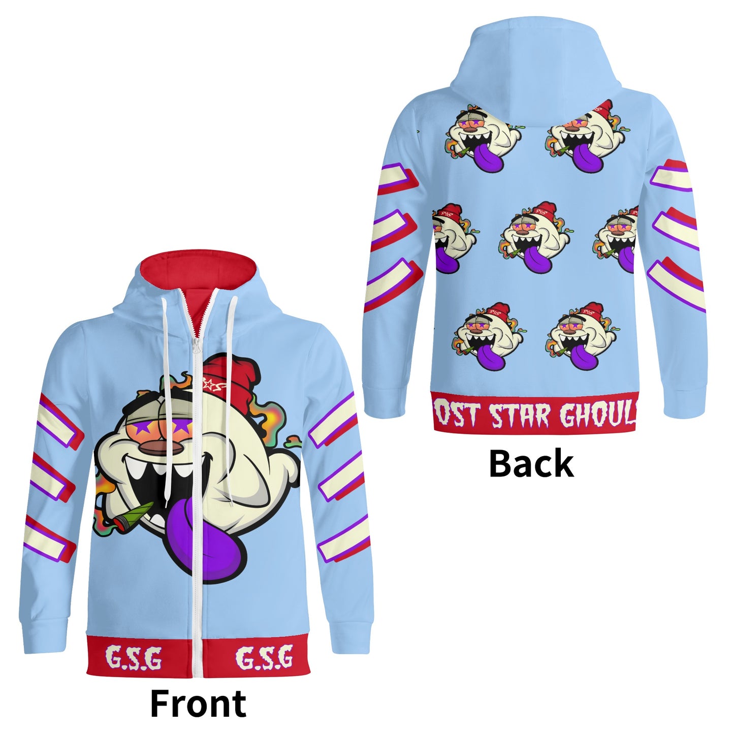 G.S.G Ghost Star Ghouls S.O.S Ghost Edition Adult Full Zip Turtleneck Hoodie Streetwear