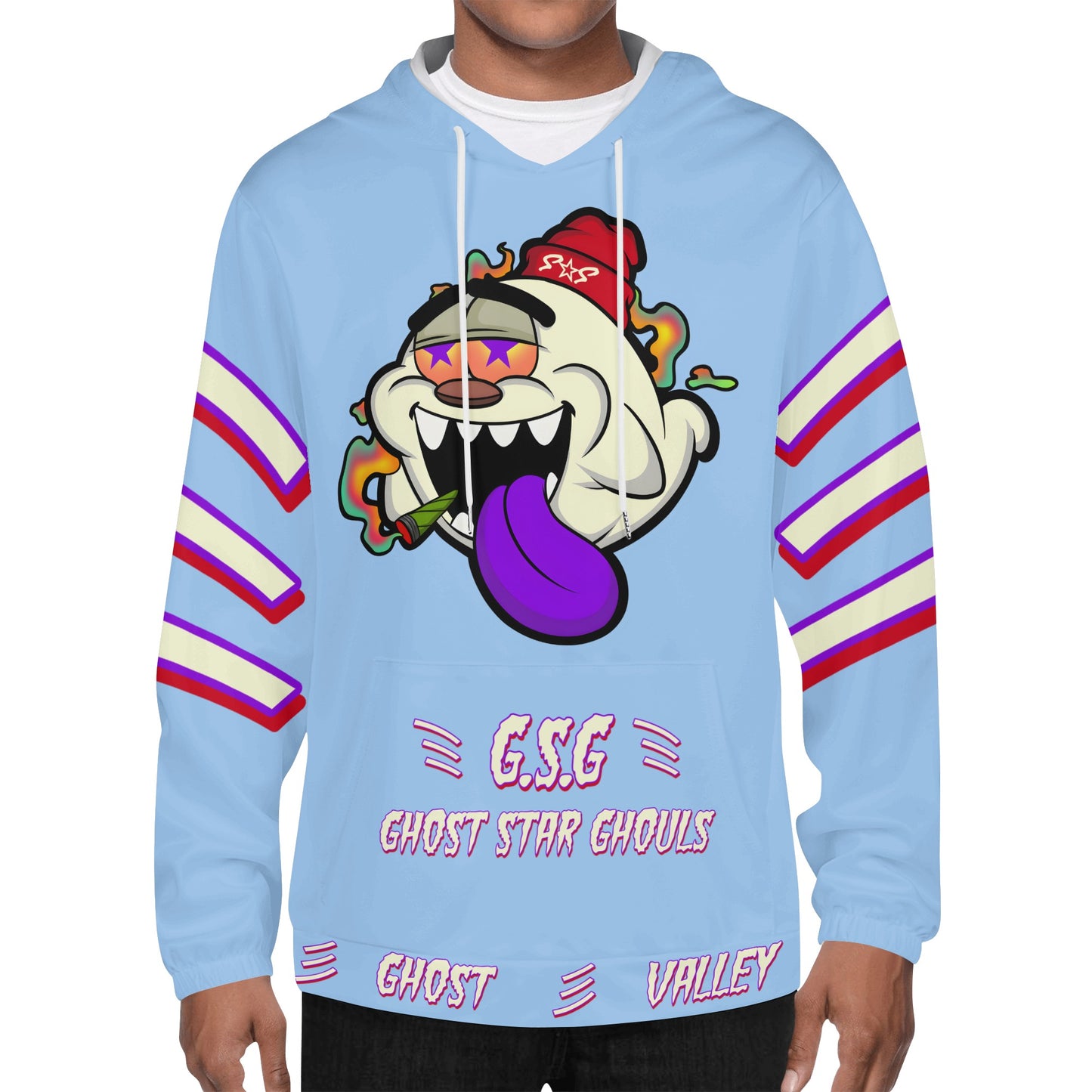 G.S.G Ghost Star Ghouls Mens Sky Blue Lightweight Hoodie