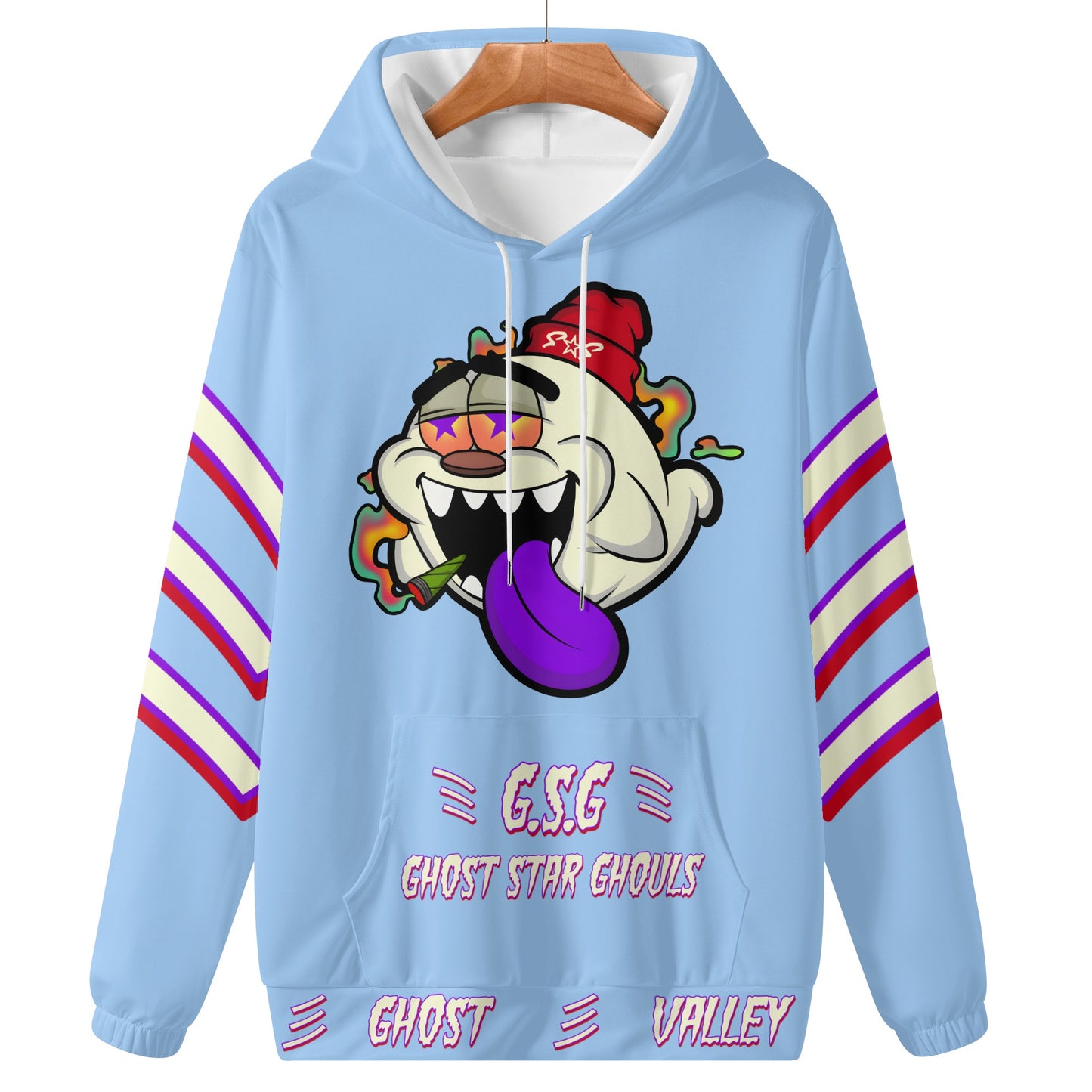 G.S.G Ghost Star Ghouls Mens Sky Blue Lightweight Hoodie