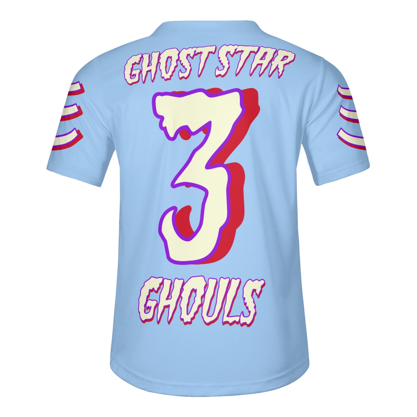 G.S.G Ghost Star Ghouls Mens Sky Blue Short Sleeve Baseball Jersey