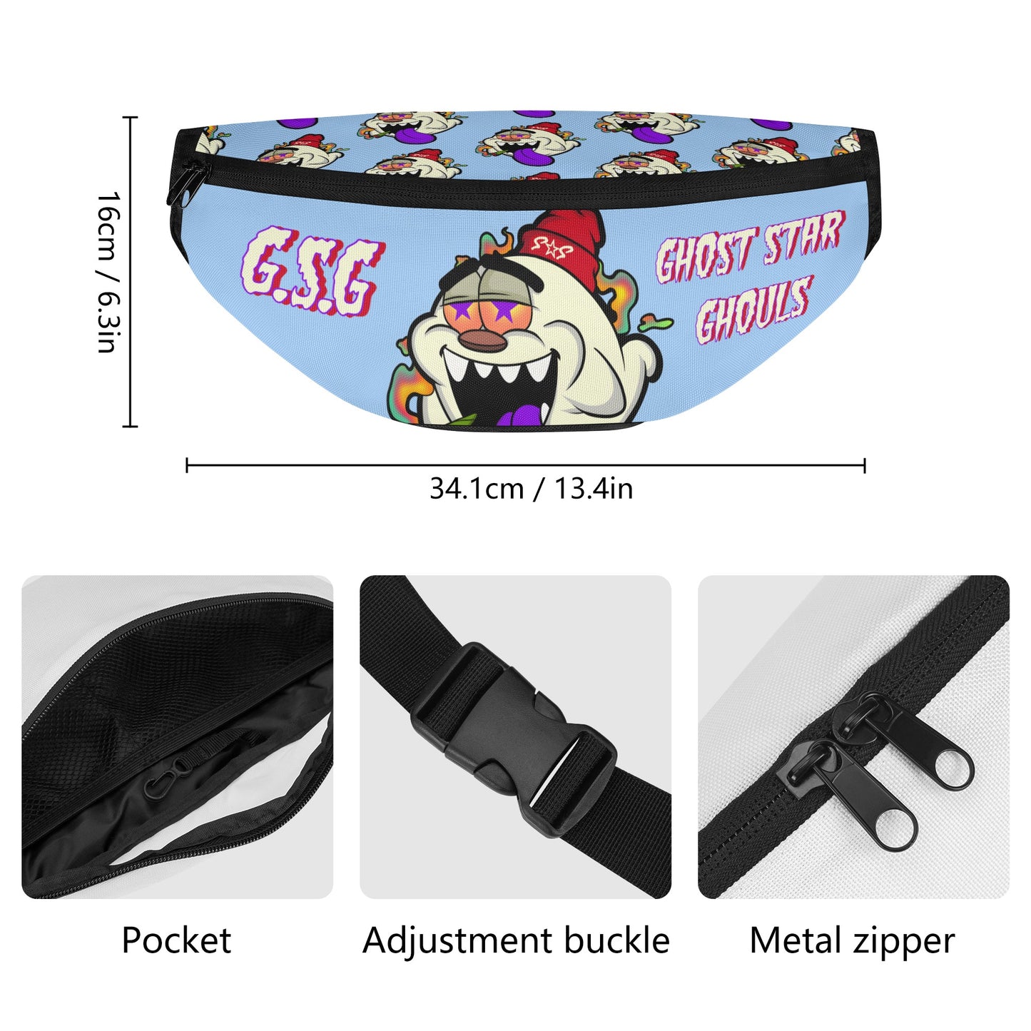 G.S.G Ghost Star Ghouls Sky Blue Fanny Pack