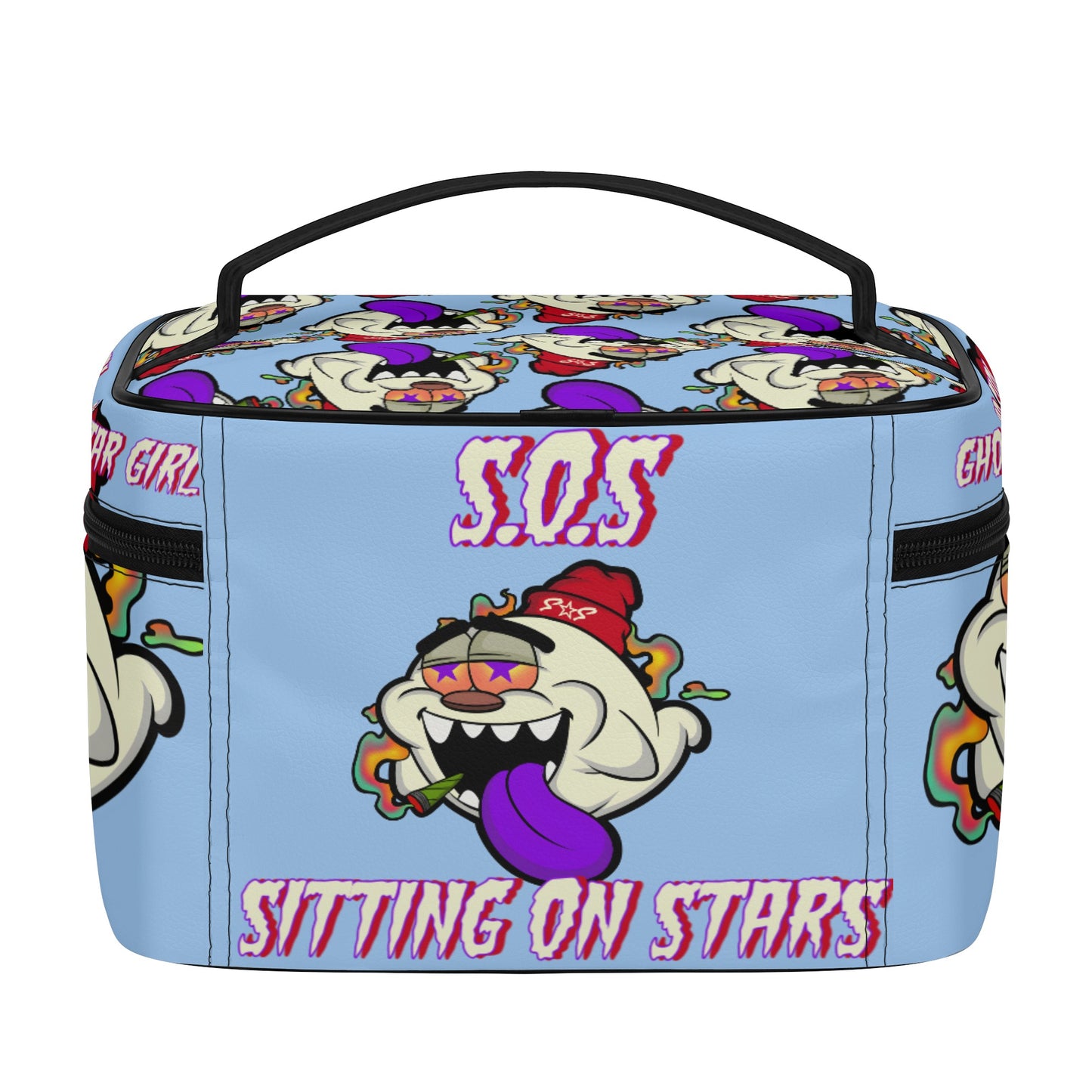 G.S.G Ghost Star Girl Sky Blue Leather Cosmetic Bag