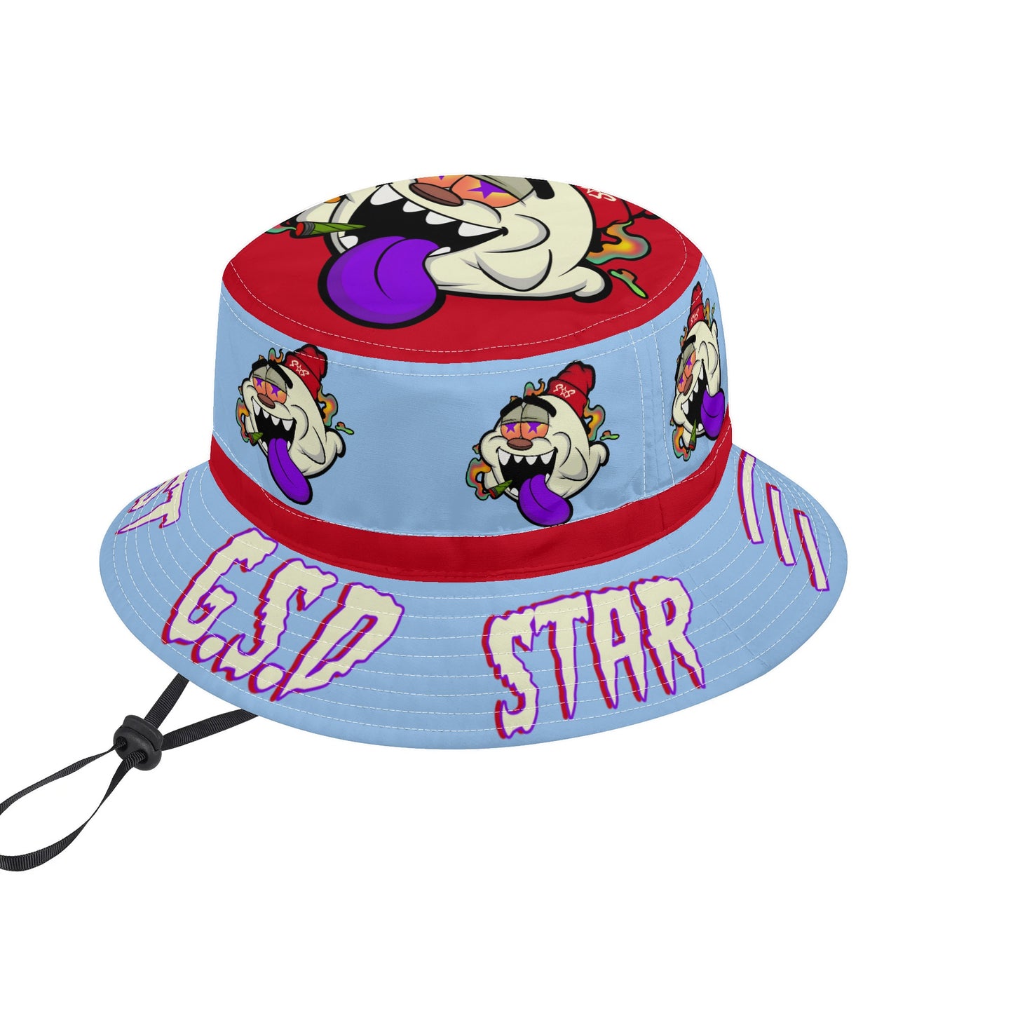 G.S.G Ghost Star Ghouls SkyBlue/Maroon Bucket Hats with Adjustable String