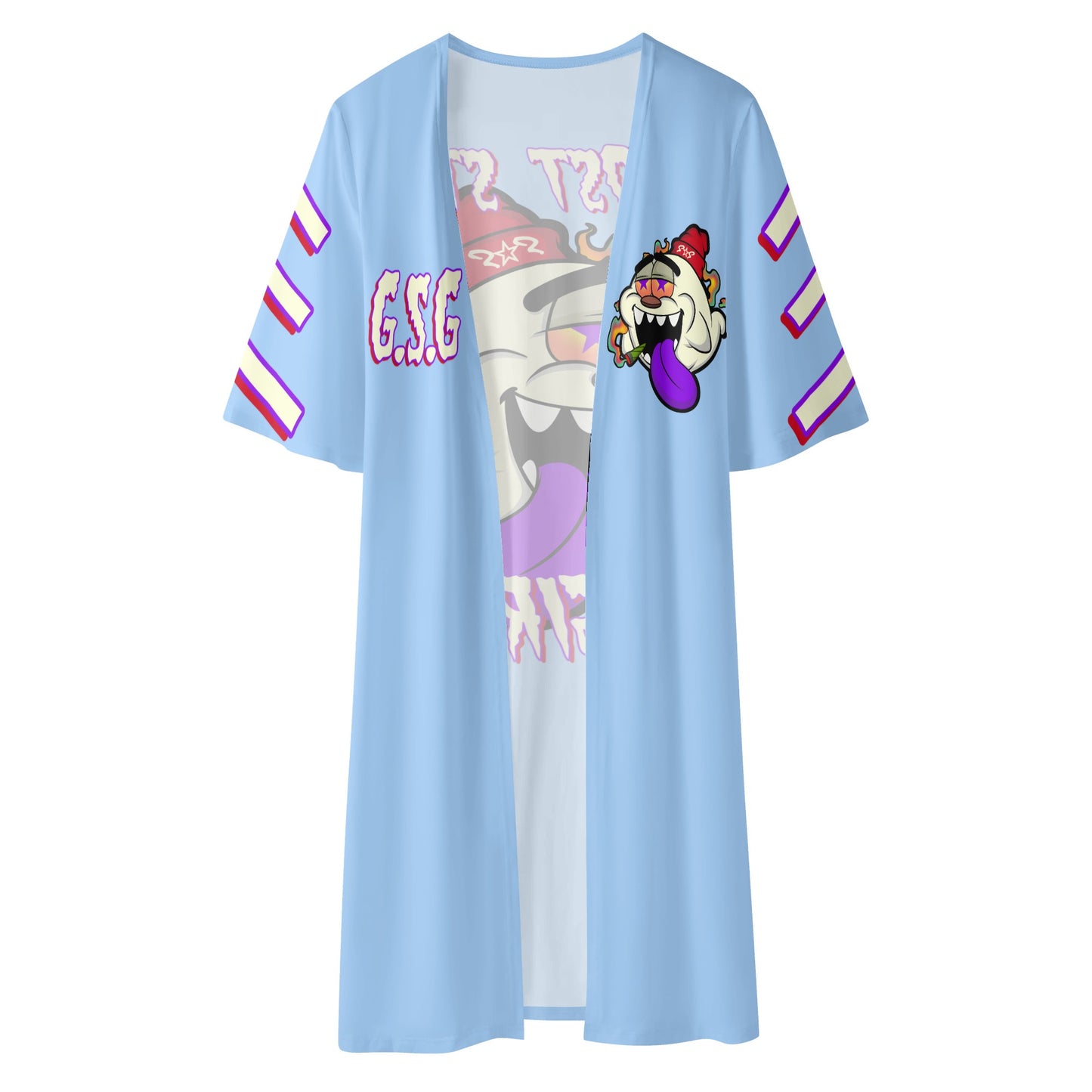 G.S.G Ghost Star Girl Womens Sky Blue Half Sleeve Kimono Cardigan