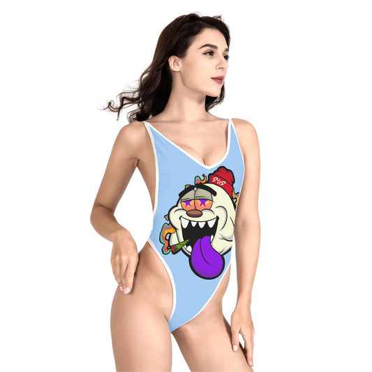 G.S.G Ghost Star Girl Women’s Sky Blue One Piece High Cut Swimsuit