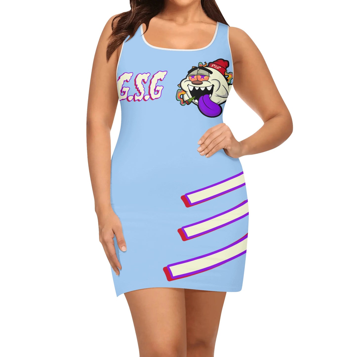 G.S.G Ghost Star Girl Womens Sky Blue Elegant Sleeveless Vest Dress