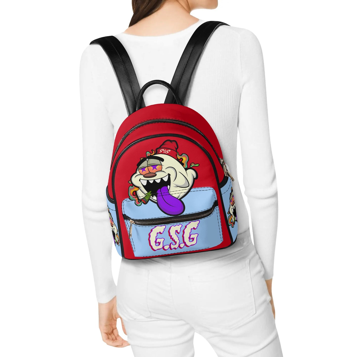 G.S.G Ghost Star Girl  SkyBlue/Maroon Backpack