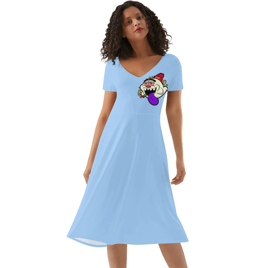 G.S.G Ghost Star Girl Womens Sky Blue Ruffle Summer Dress