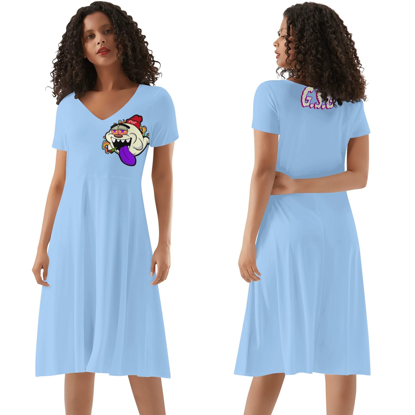 G.S.G Ghost Star Girl Womens Sky Blue Ruffle Summer Dress