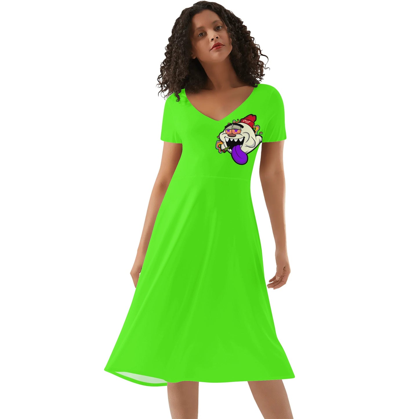 G.S.G Ghost Star Girl Womens Goo Green Ruffle Summer Dress