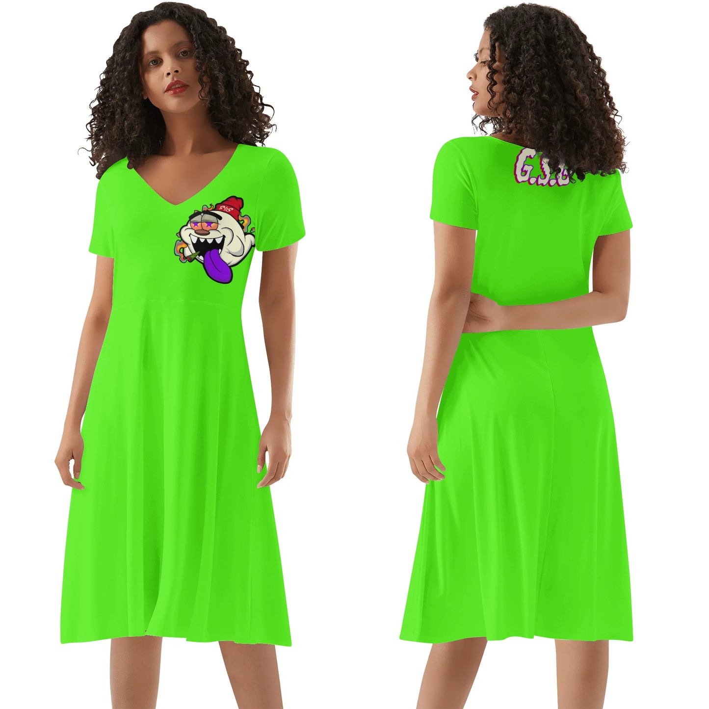 G.S.G Ghost Star Girl Womens Goo Green Ruffle Summer Dress