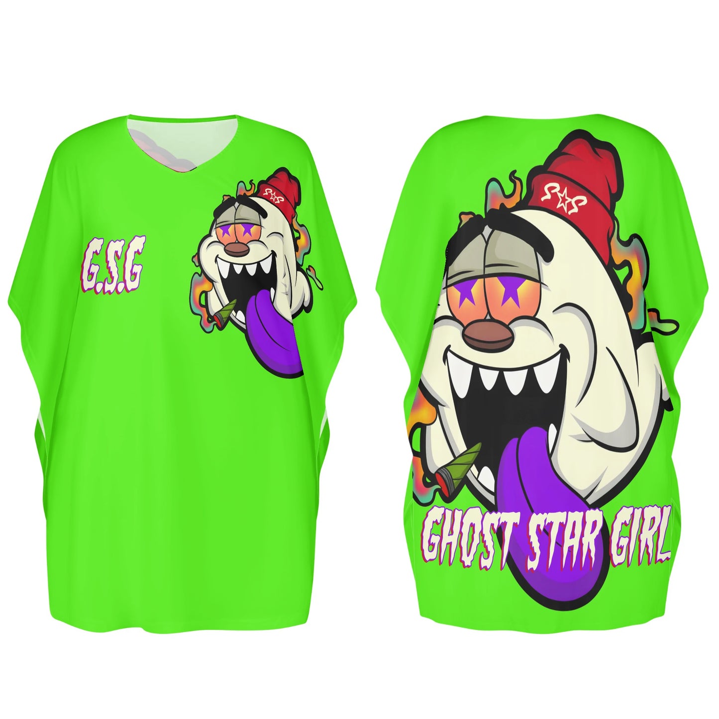 G.S.G Ghost Star Ghouls Goo Green Womens Daily Star Size Loose Dress